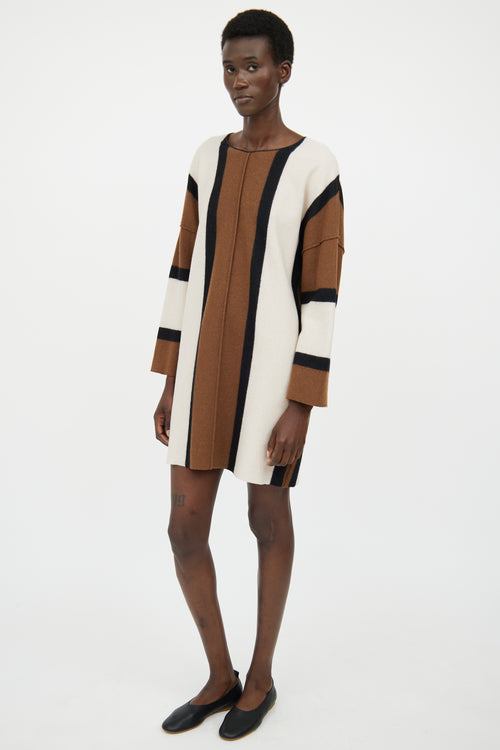 Forte Forte Brown 
Beige Long Sleeve Wool Dress