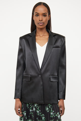 Frame Black Satin Button Blazer