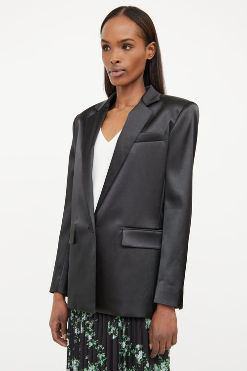 Frame Black Satin Button Blazer