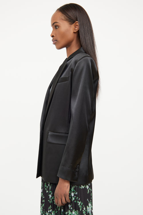 Frame Black Satin Button Blazer