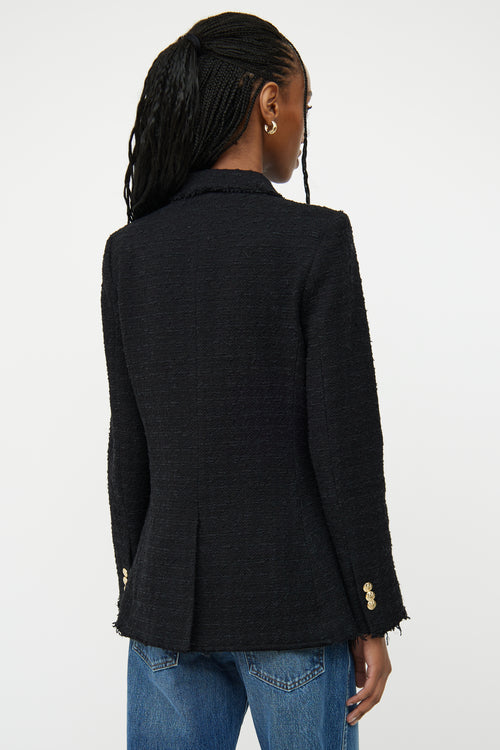 Frame Black Tweed Double Breasted Blazer