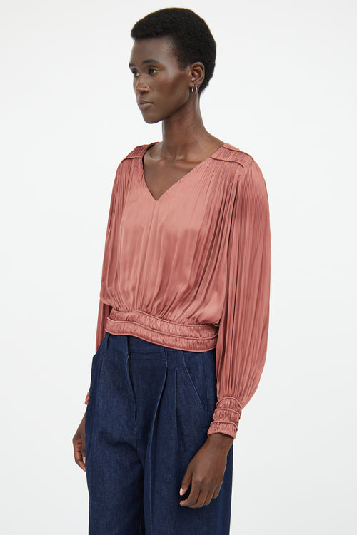 Frame Brown Pleated 
Ruched Top