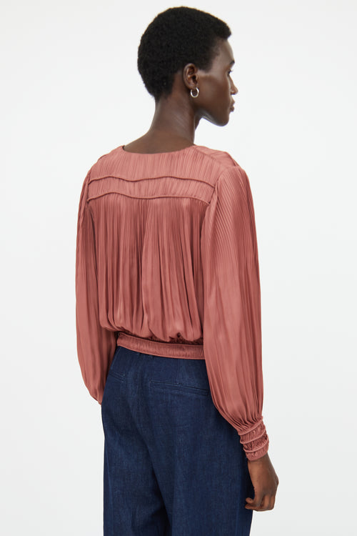 Frame Brown Pleated 
Ruched Top