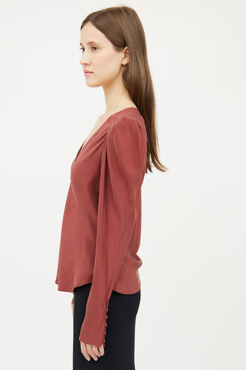 Frame Brown Puff Sleeve Blouse