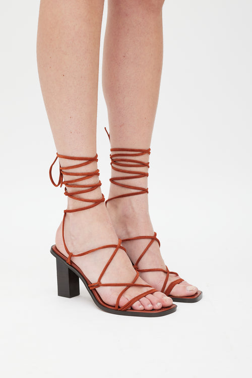 Frame Burnt Orange Suede Le Doheny Wrapped Heel