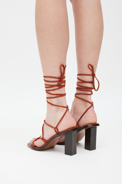 Frame Burnt Orange Suede Le Doheny Wrapped Heel