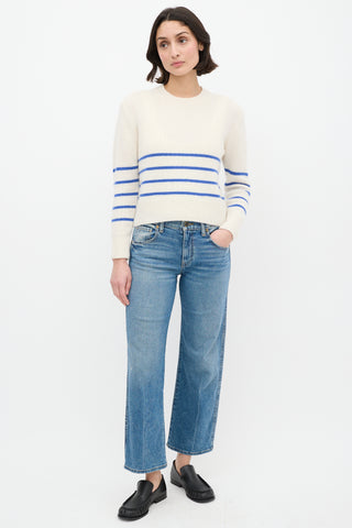 Frame Cream 
Blue Cashmere Striped Sweater