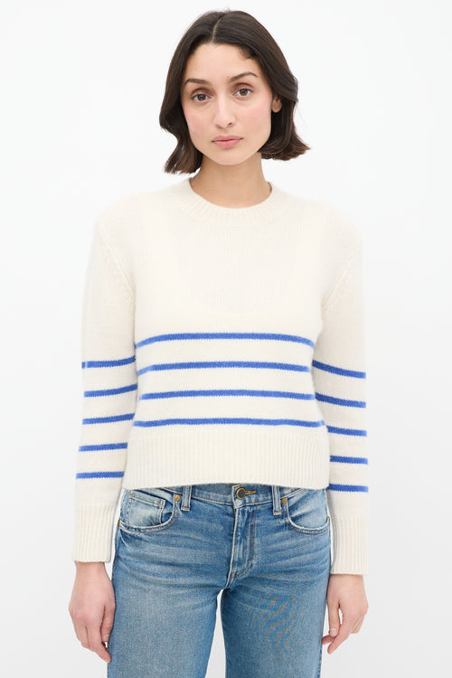 Frame Cream 
Blue Cashmere Striped Sweater