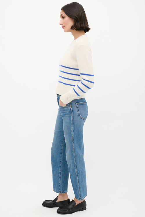 Frame Cream 
Blue Cashmere Striped Sweater