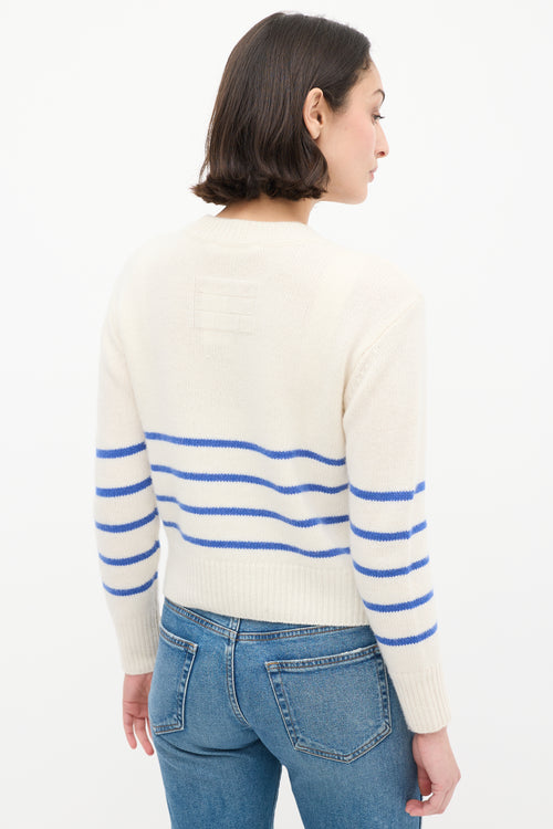 Frame Cream 
Blue Cashmere Striped Sweater