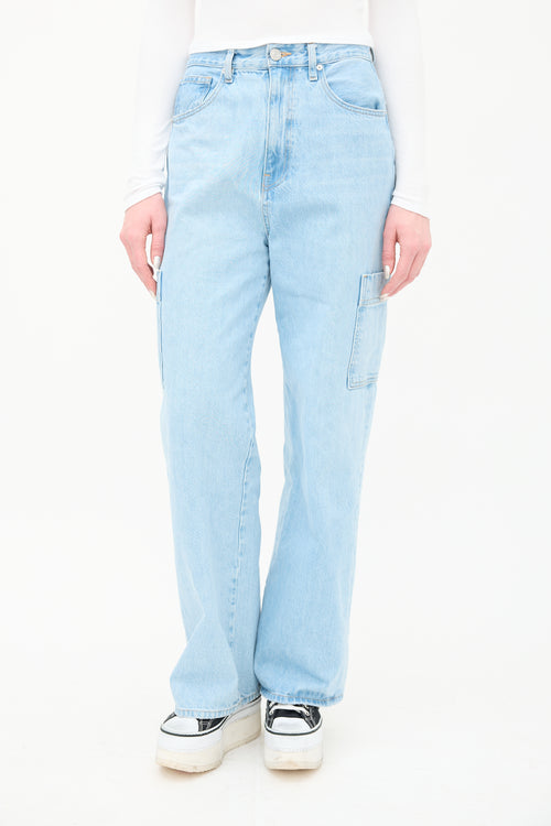 Frame Light Wash Wide Leg Cargo Jeans