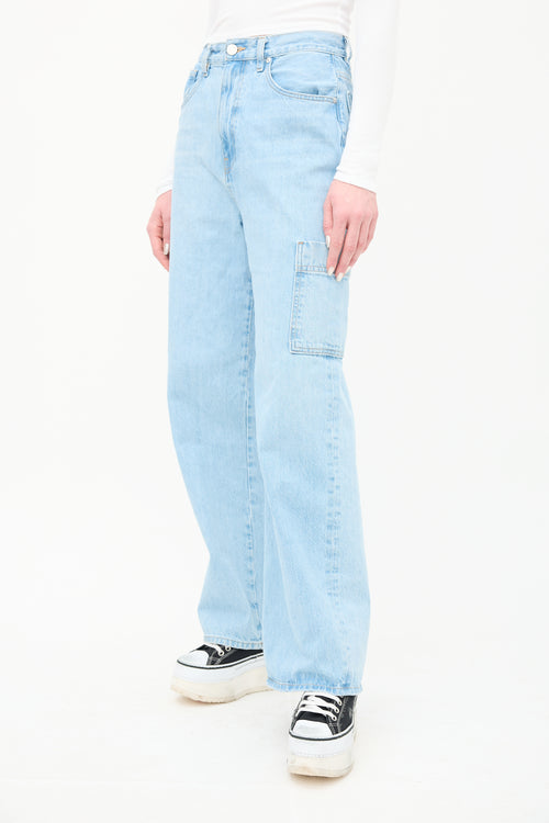 Frame Light Wash Wide Leg Cargo Jeans