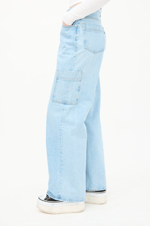 Frame Light Wash Wide Leg Cargo Jeans