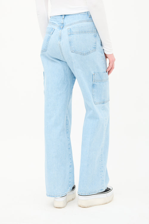 Frame Light Wash Wide Leg Cargo Jeans