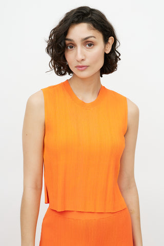 Frame Bright Orange Ribbed Knit Tank 
Skirt Set