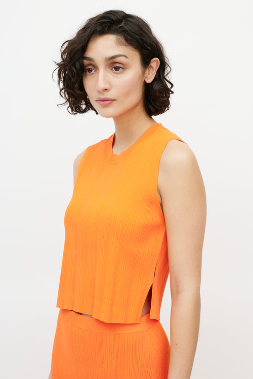 Frame Bright Orange Ribbed Knit Tank 
Skirt Set