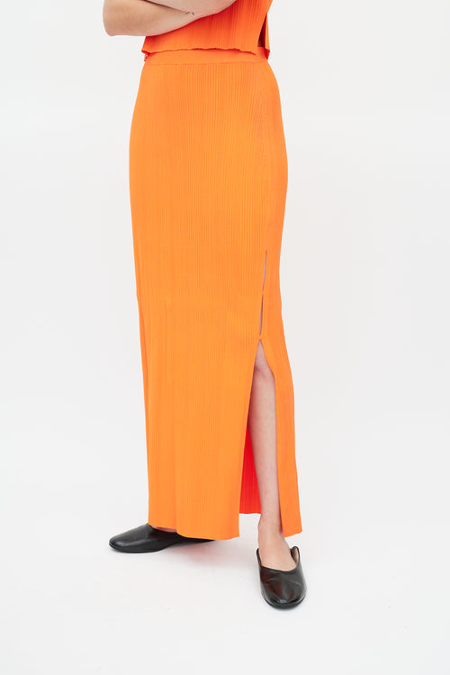 Frame Bright Orange Ribbed Knit Tank 
Skirt Set