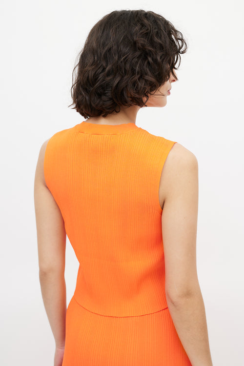 Frame Bright Orange Ribbed Knit Tank 
Skirt Set