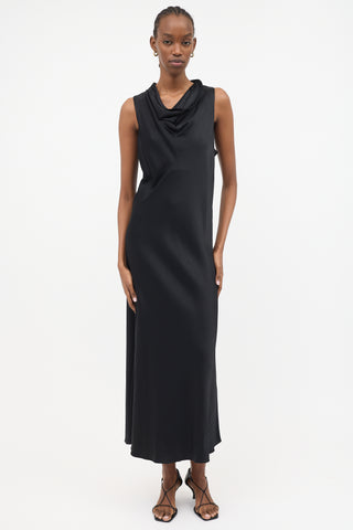 Frame Satin Sleeveless Cowl Neck Dress