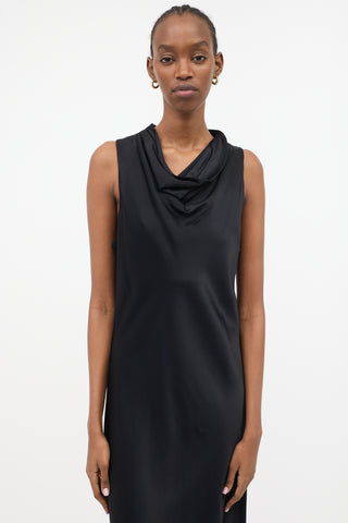 Frame Satin Sleeveless Cowl Neck Dress