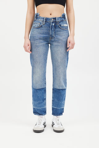 Frame Medium Wash Le Original Aviation Distressed Jeans