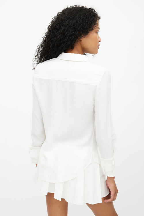 Frame White Silk Cuffed Shirt