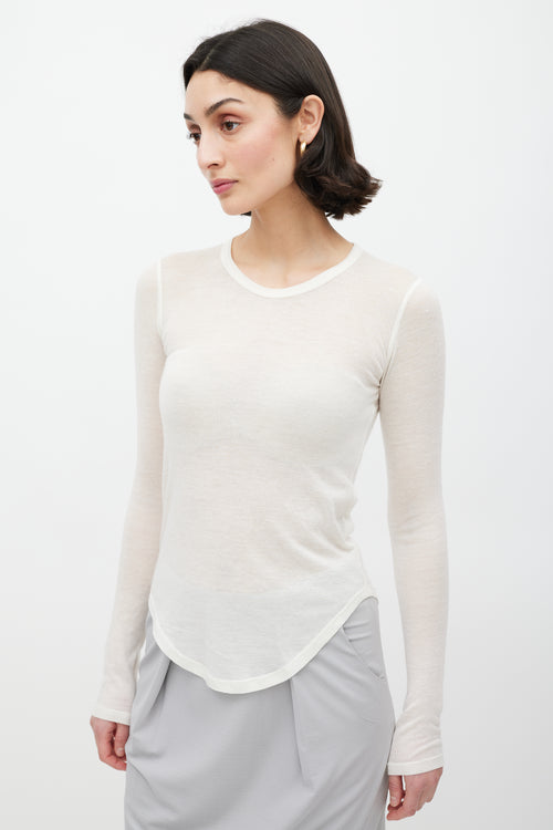 Frances De Lourdes Cream Cashmere Knit Top