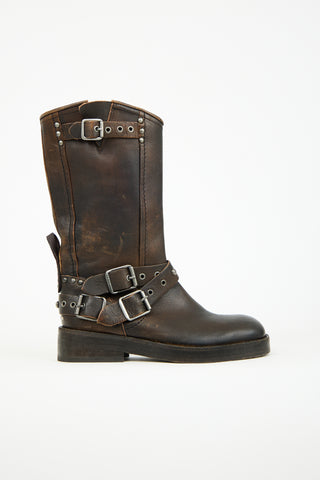 Free People Brown Leather Janey Engineer Boot