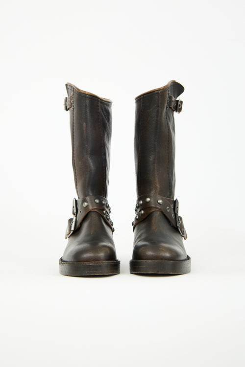 Free People Brown Leather Janey Engineer Boot