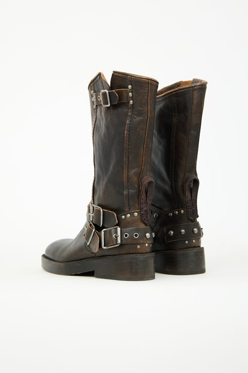 Free People Brown Leather Janey Engineer Boot