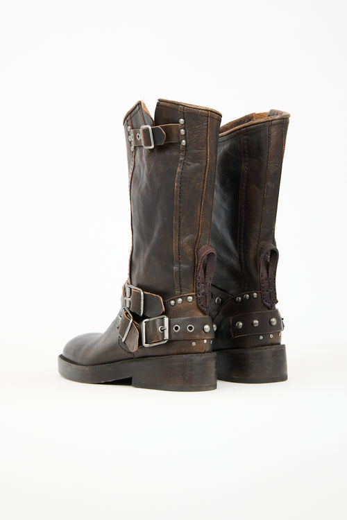 Free People Brown Leather Janey Engineer Boot