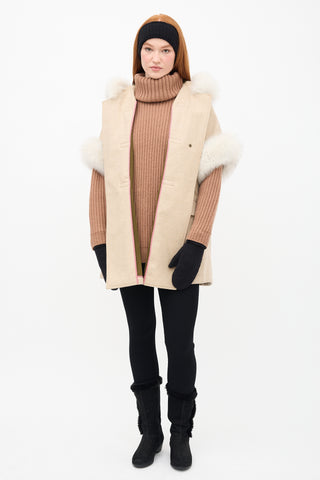 Freed 
Freed Beige Wool 
Fur Trim Coat