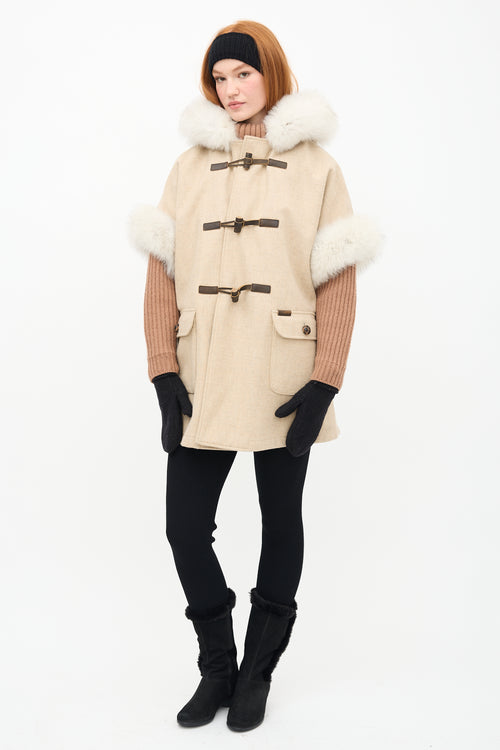 Freed 
Freed Beige Wool 
Fur Trim Coat