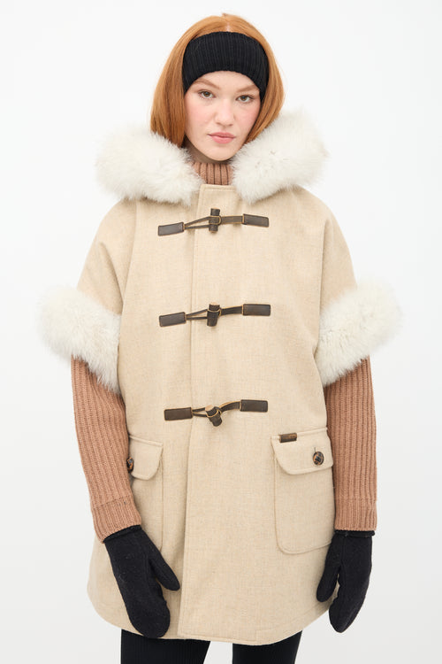 Freed 
Freed Beige Wool 
Fur Trim Coat