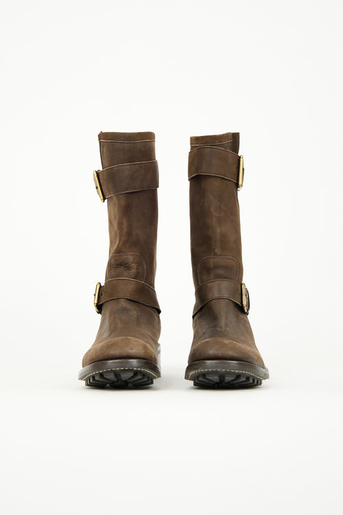 Freelance Brown Leather Biker Boot