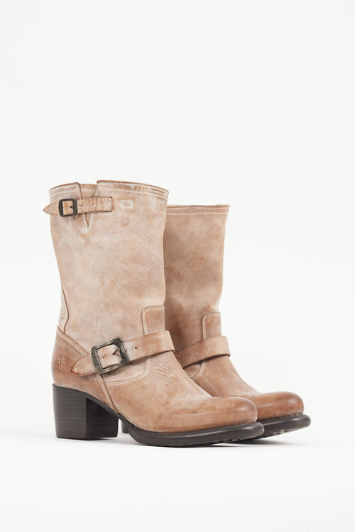 Frye Beige Leather Vera Boot