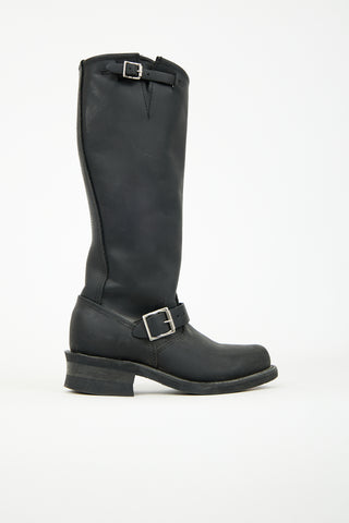 Frye Black Leather Veronica Slouch Knee High Boot