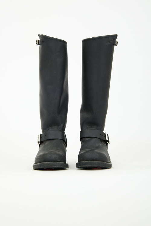 Frye Black Leather Veronica Slouch Knee High Boot