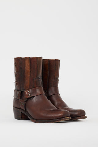 Frye Brown Leather Star Western Boot