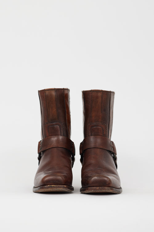 Frye Brown Leather Star Western Boot