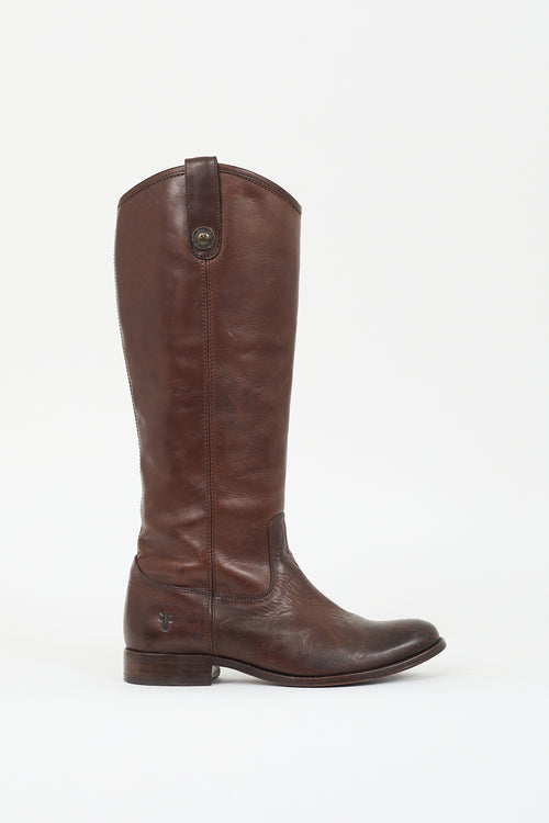 Frye Dark Brown Leather Melissa Button Boot