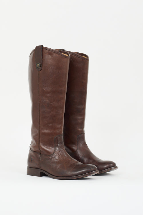 Frye Dark Brown Leather Melissa Button Boot