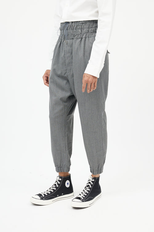 Fumito Ganryu Grey Four Pocket Drawstring Waist Pants