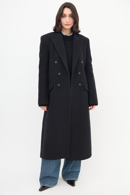 Goop Black Wool Double Breasted Coat