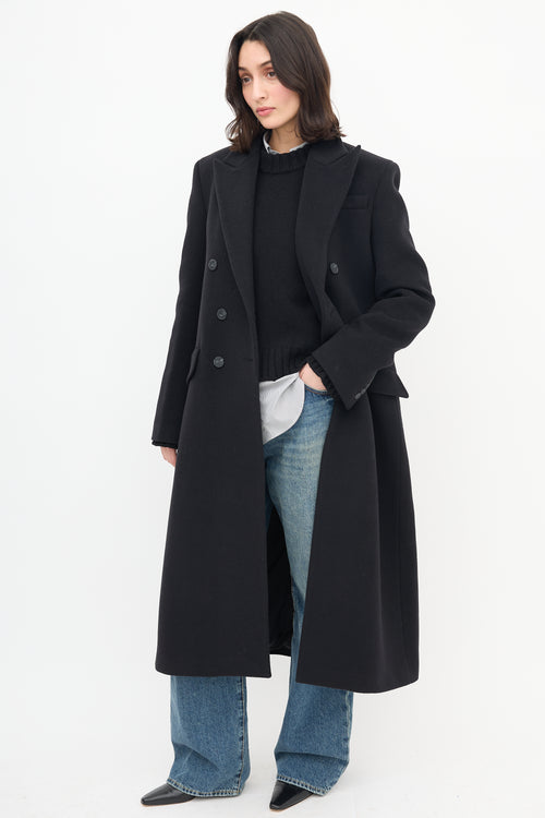 Goop Black Wool Double Breasted Coat