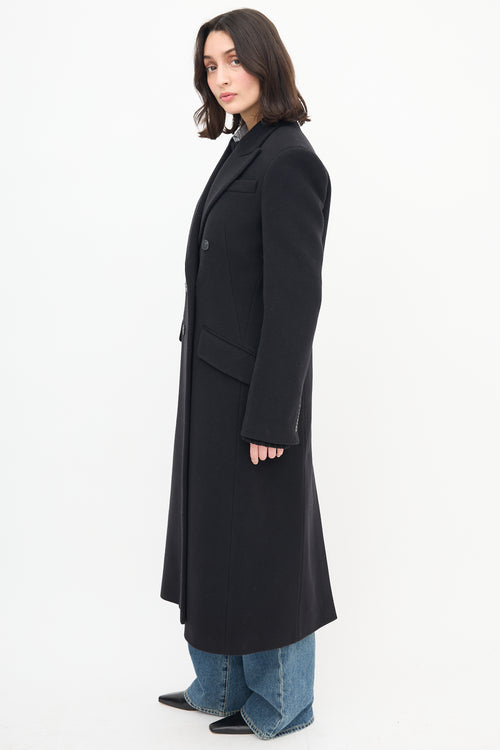 Goop Black Wool Double Breasted Coat