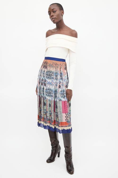 G. Label By Goop Cream 
Multicolour Pleated Skirt