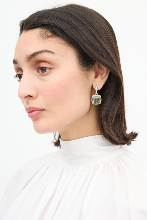 Gabriel 
Co. Gold 
Green Jewel Cushion Earrings