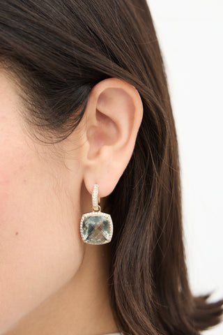 Gabriel 
Co. Gold 
Green Jewel Cushion Earrings