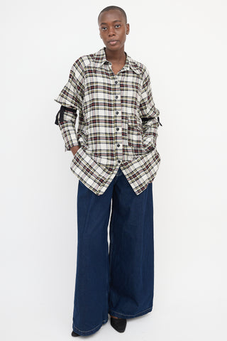 Ganni Linen 
Silk Plaid Shirt